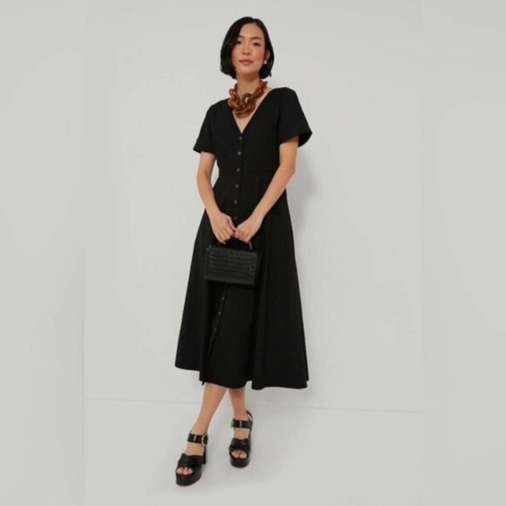 Tuckernuck Black V‑Neck Button Front Maxi Dress